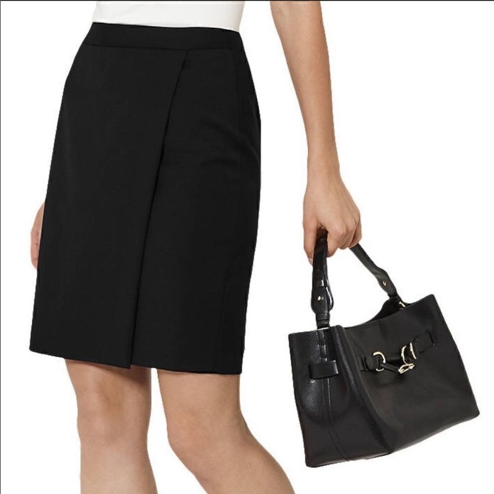 𝅺nwt J Crew black suiting wrap skirt sz 0